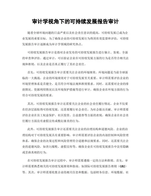 审计学视角下的可持续发展报告审计