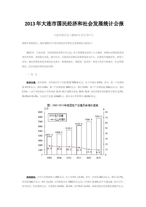 2013年大连市国民经济和社会发展统计公报