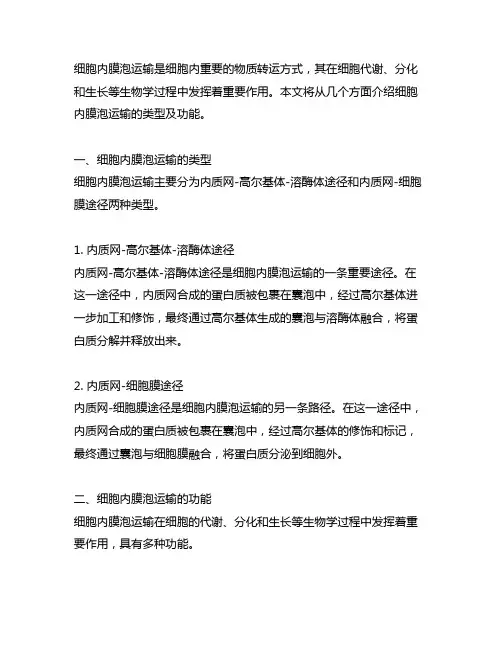 细胞内膜泡运输的类型及功能