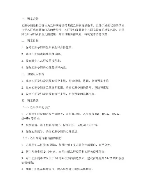 乙肝孕妇的紧急预案