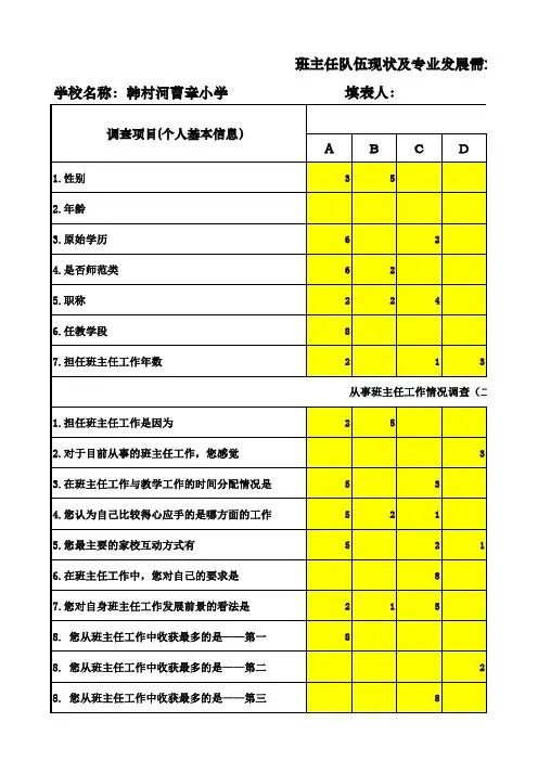 小学班主任调查统计汇总表