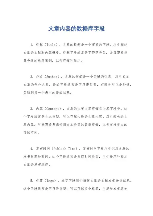 文章内容的数据库字段