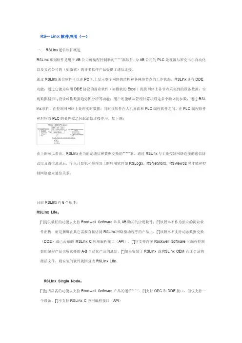 RS--Linx软件应用（一）