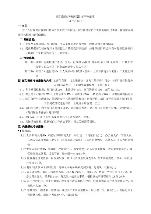 部门绩效考核标准与评分细则