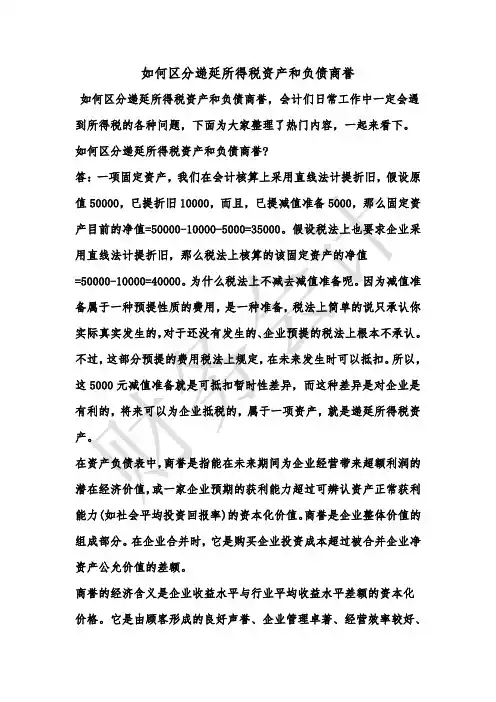 [最新知识]如何区分递延所得税资产和负债商誉