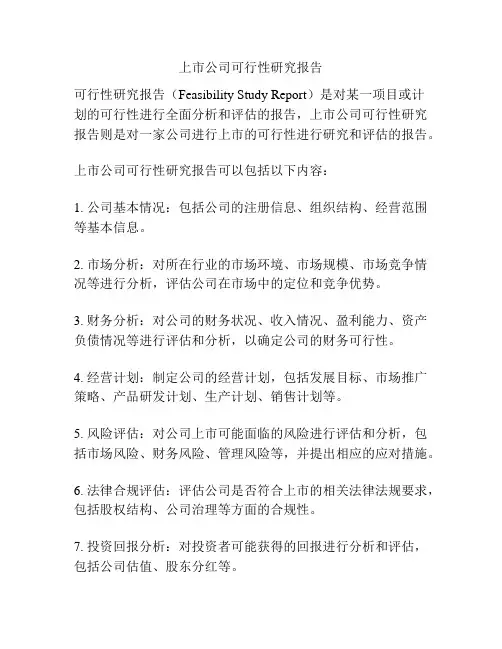上市公司可行性研究报告