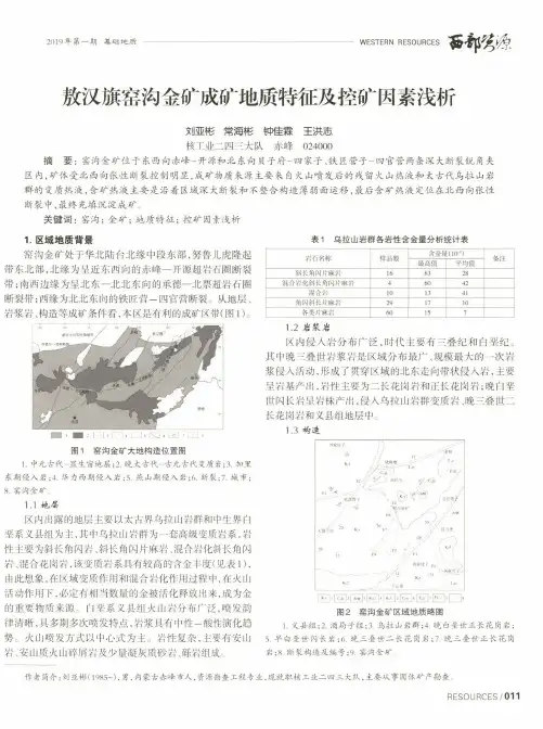 敖汉旗窑沟金矿成矿地质特征及控矿因素浅析