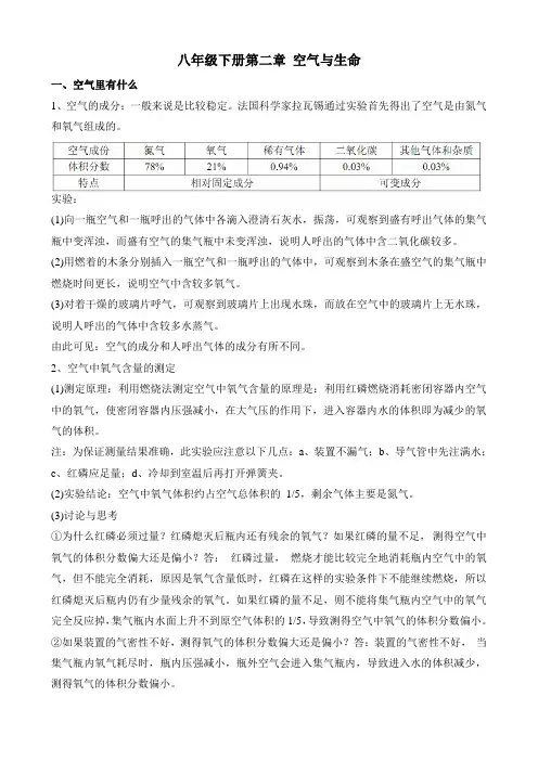 浙教版 科学知识点 八下2