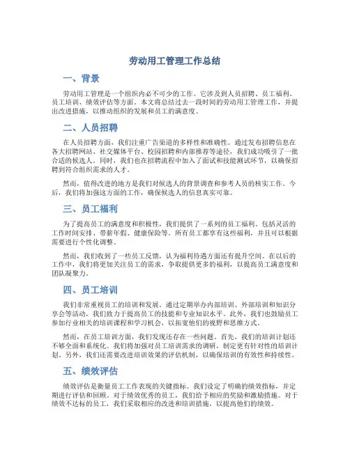 劳动用工管理工作总结