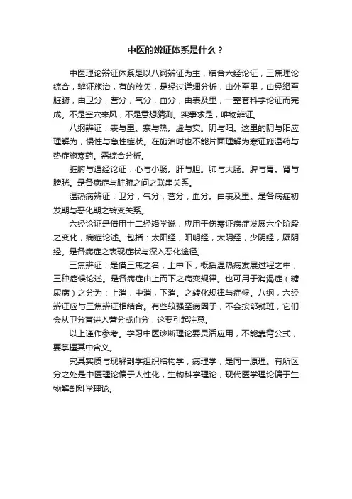 中医的辨证体系是什么？