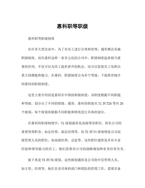 惠科职等职级