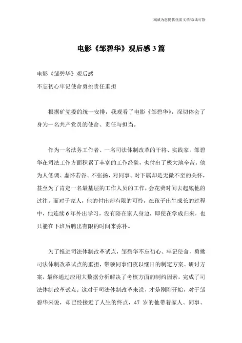电影《邹碧华》观后感3篇