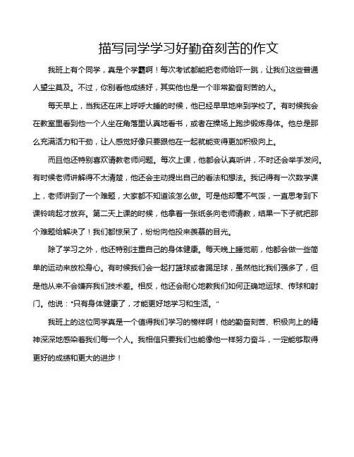 描写同学学习好勤奋刻苦的作文