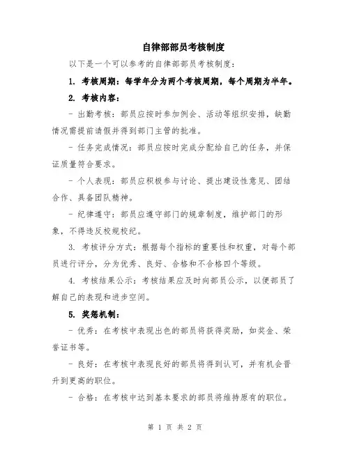 自律部部员考核制度