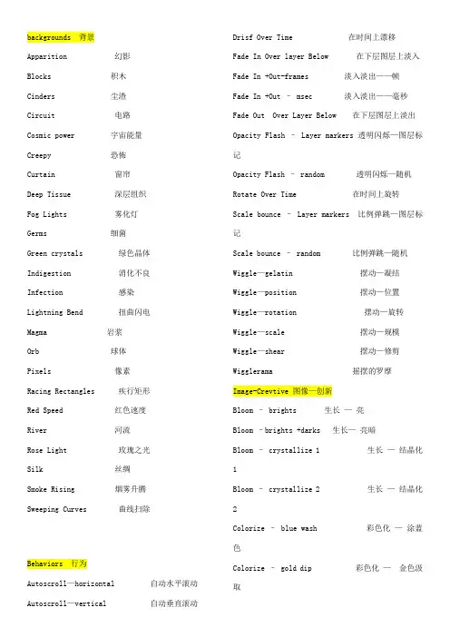 AE CC预设特效  中英对照,全文解释