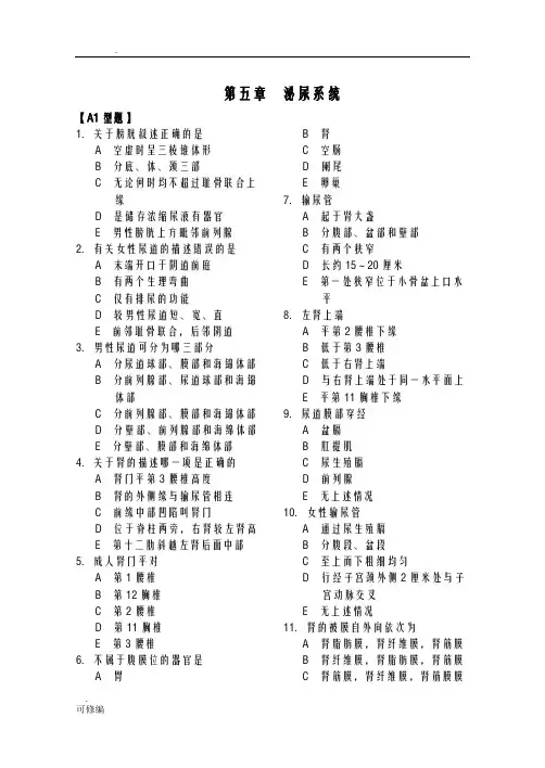 解剖学泌尿系统练习题