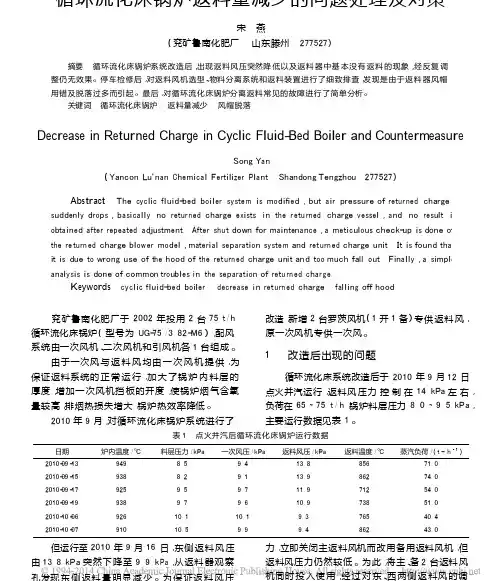 循环流化床锅炉返料量减少的问题处理及对策