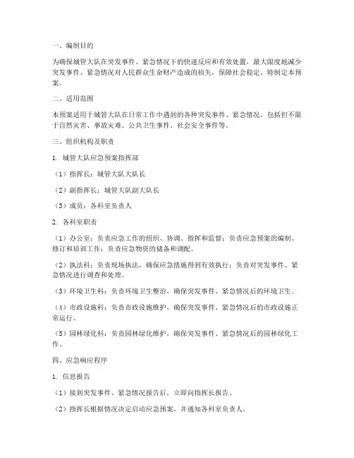 城管大队应急预案