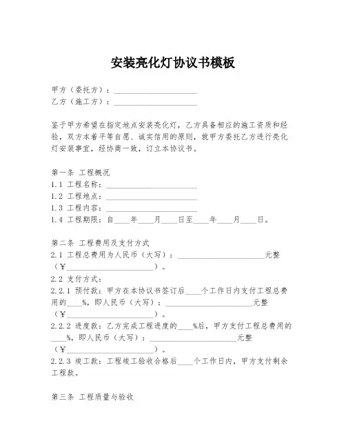 安装亮化灯协议书模板