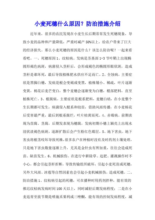 小麦死穗什么原因？防治措施介绍
