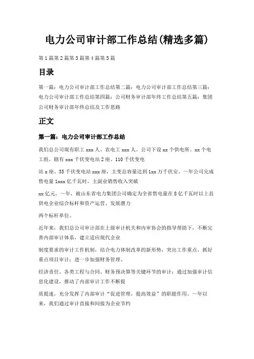 最新-电力公司审计部工作总结(精选多篇) 精品