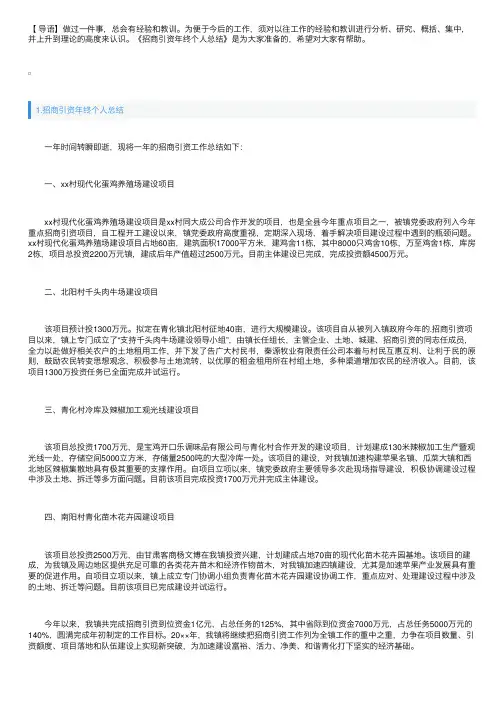 招商引资年终个人总结（通用10篇）
