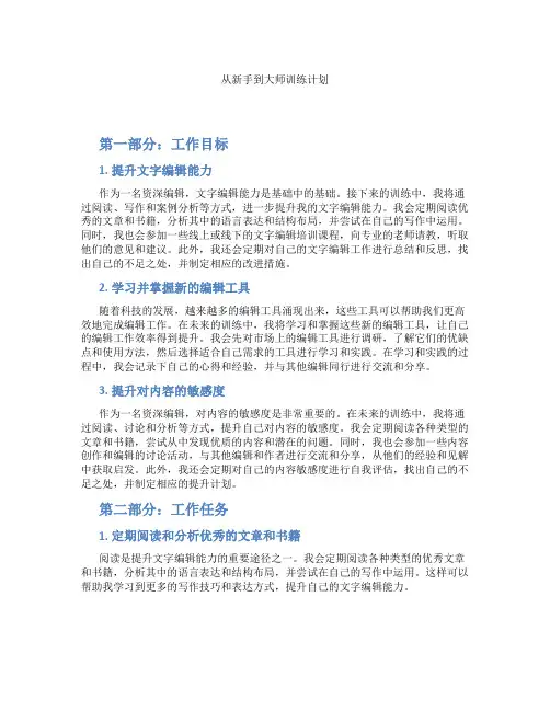 从新手到大师训练计划