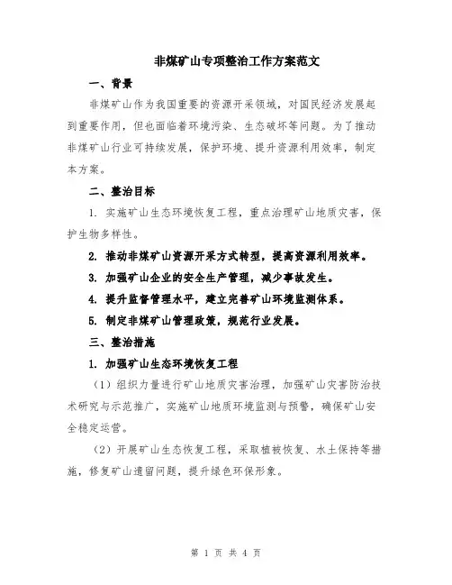 非煤矿山专项整治工作方案范文