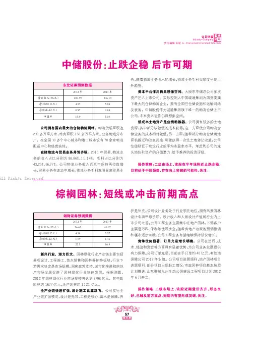 中储股份棕榈园林莫高股份