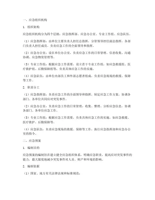 应急组织机构及应急预案