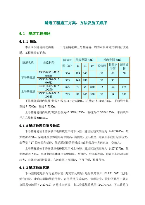 【隧道方案】隧道工程施工方案(分离式隧道)