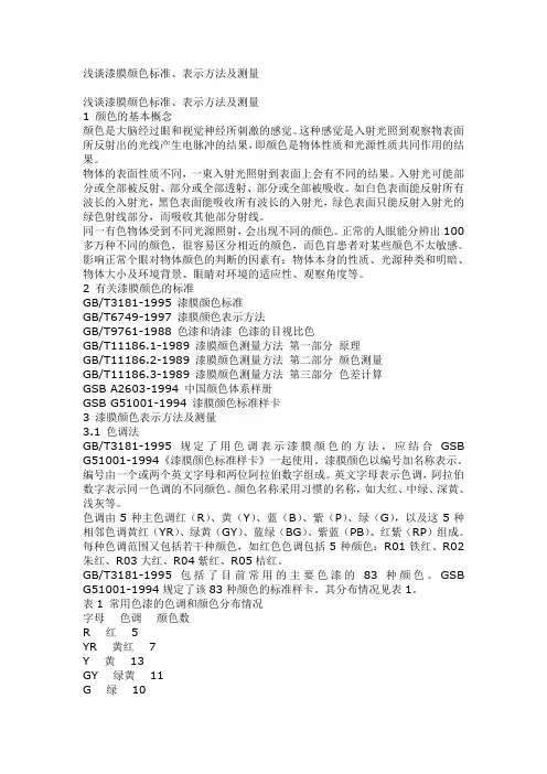 浅谈漆膜颜色标准