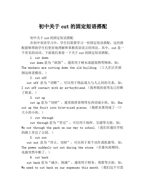 初中关于cut的固定短语搭配