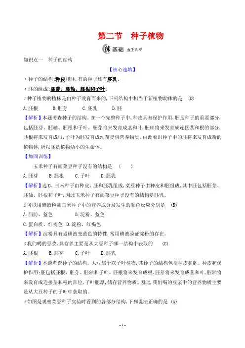 2023年人教版七年级上册生物第三单元第一章第二节种子植物