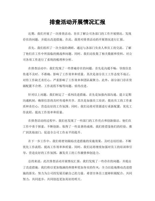 排查活动开展情况汇报