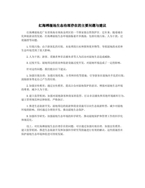 红海滩湿地生态治理存在的主要问题与建议