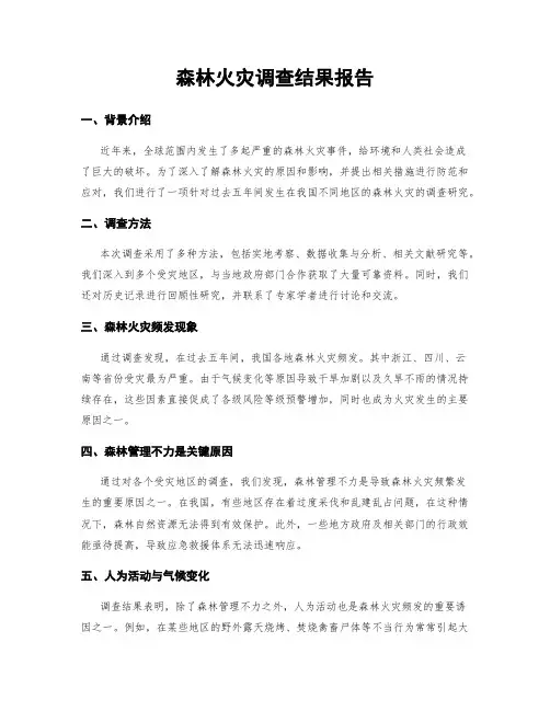 森林火灾调查结果报告