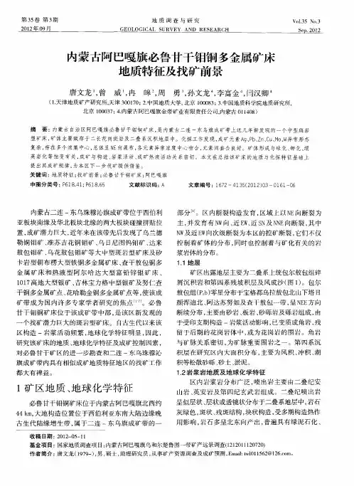 内蒙古阿巴嘎旗必鲁甘干钼铜多金属矿床地质特征及找矿前景
