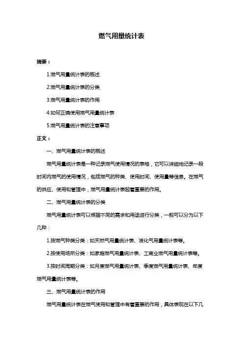 燃气用量统计表