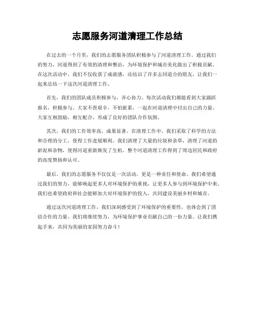 志愿服务河道清理工作总结
