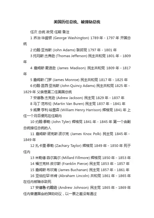 美国历任总统、被弹劾总统
