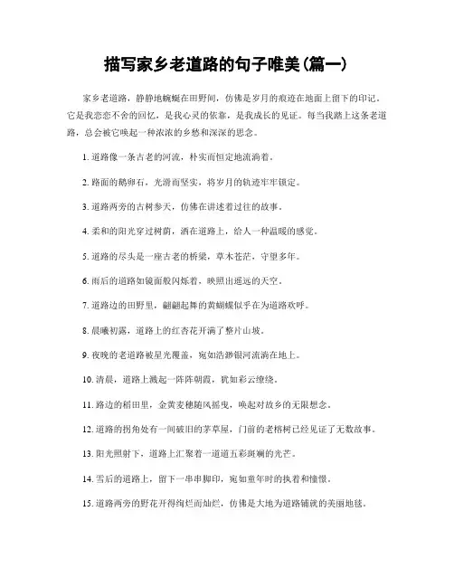 描写家乡老道路的句子唯美(精选2篇)
