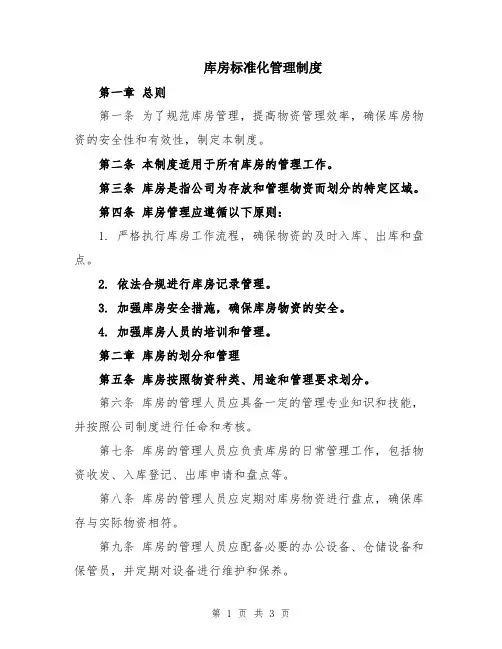 库房标准化管理制度