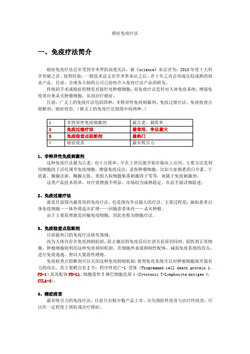癌症免疫疗法全综述
