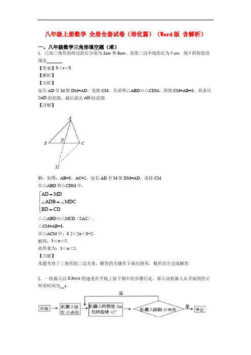 八年级上册数学 全册全套试卷(培优篇)(Word版 含解析)