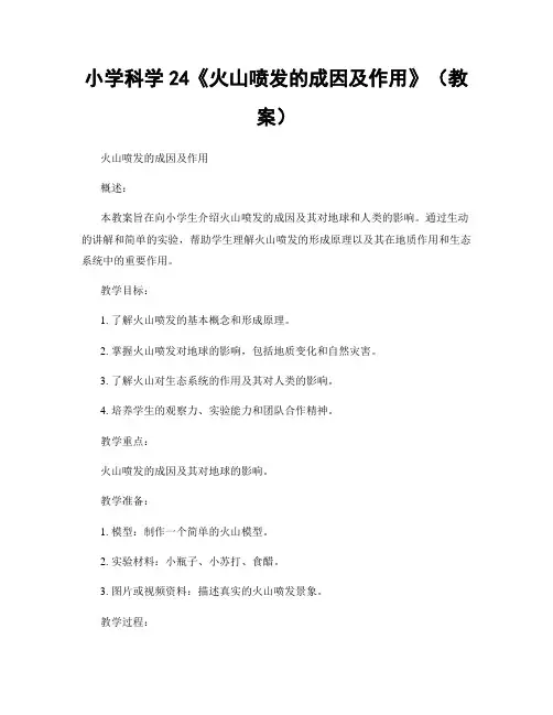 小学科学24《火山喷发的成因及作用》(教案)