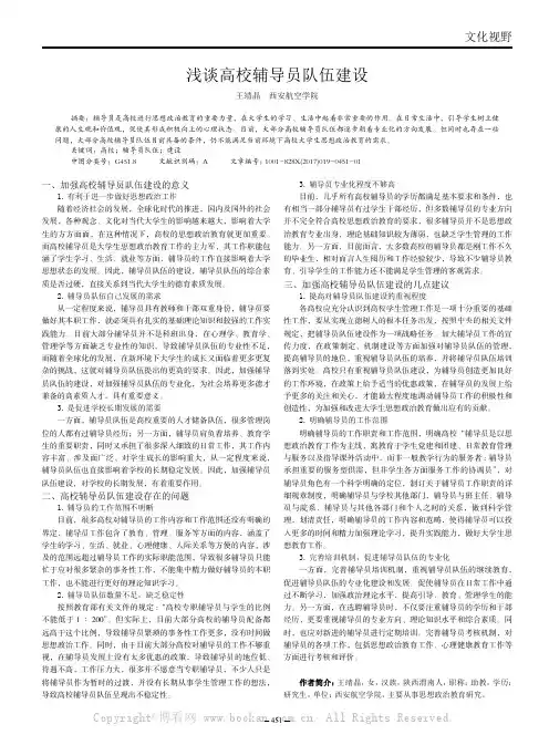 浅谈高校辅导员队伍建设