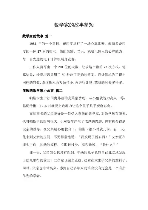 数学家的故事简短