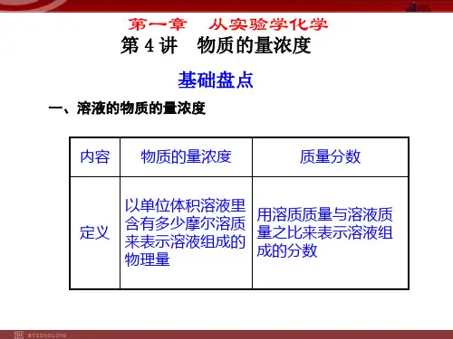 化学高考一轮复习课件第1章第4讲物质的量浓度
