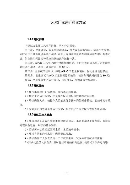 污水厂试运行调试方案